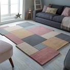 Abstract Collage Rug Pink/Yellow/Grey