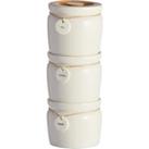 Set of 3 Cream Hang Tag Stacking Canisters Cream