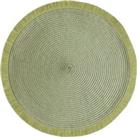 Set of 2 Sage Woven Placemats With Fringe Green