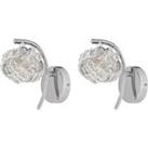 Cecilie Glass Wall Light Twin Pack Chrome