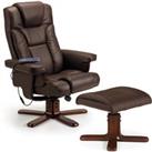 Malmo Massage Recliner and Stool Brown