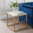 Scala Marble Effect Gold Lamp Table Gold