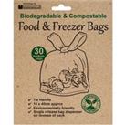 Pack of 30 Biodegradable Compostable Food Freezer Bags 15 x 40cm Blue
