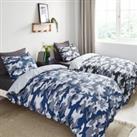 Camo Duvet Cover and Pillowcase Twin Pack Set Grey/Blue/White