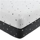 Outer Space Pack of 2 Fitted Sheets Black/White
