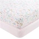 Unicorn Enchanted Pack of 2 Fitted Sheets Pink/Green