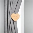 Country Heart Wooden Curtain Single Holdback Brown
