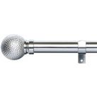 Hammered Metal Effect Extendable Eyelet Curtain Pole Silver