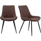 Zion Set of 2 Dining Chairs, Faux Suede Brown