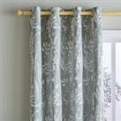 Meadow Jacquard Lilypad Eyelet Curtains Green/White