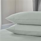 Dorma 300 Thread Count 100% Cotton Sateen Plain Cuffed Pillowcase Green