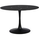 Addison 4 Seater Round Tulip Dining Table, Glass Black