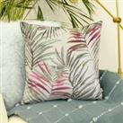 Palm Velvet Cushion Blue/Pink/Green