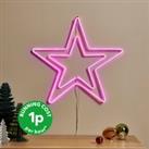 Hanging Neon Double Star Pink