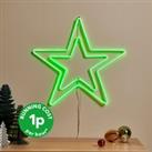 Hanging Double Star Neon Sign Green