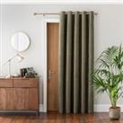 Chenille Olive Thermal Eyelet Door Curtain Green
