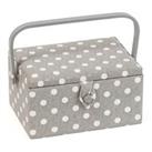 Hobby Gift Grey Polka Dot Medium Sewing Box Grey/White