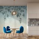 Ombre Leaf Mural Blue/Green