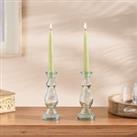 Pack of 2 Taper Candles, 20cm Green