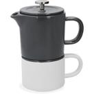 La Cafetiere Barcelona 1 Cup Cafetiere and Cup Set Grey/White