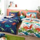 Bright Dino Twin Pack Duvet Cover and Pillowcase Set MultiColoured