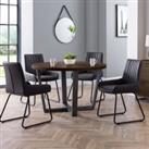 Brooklyn 4 Seater Round Dining Table, Oak Brown