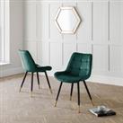 Hadid Set of 2 Dining Chairs, Velvet Green