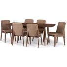 Kensington Rectangular Extendable Dining Table with 6 Chairs, Beech Wood Brown