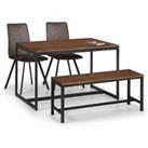 Tribeca Rectangular Dining Table with 2 Monroe Chairs and Bench, Brown Brown