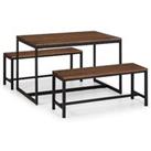 Tribeca Rectangular Dining Table with 2 Tribeca Benches, Brown Brown