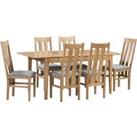 Cotswold Rectangular Extendable Dining Table with 6 Chairs, Solid Oak Oak