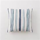 Stripe Embroidery Cushion Blue