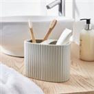 Ceramic Ribbed Electric Toothbrush Holder Silver
