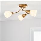 Ordway Frosted 3 Light Ceiling Fitting Brass