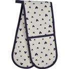 Hearts Double Oven Glove Grey