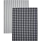 Woven Pack of 2 Tea Towels Monochrome black