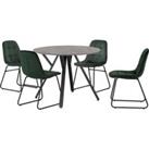 Athens Round Dining Table with 4 Lukas Chairs Green
