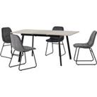 Avery Rectangular Extendable Dining Table with 4 Lukas Chairs Grey