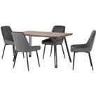 Quebec Wave Rectangular Dining Table with 4 Avery Chairs Grey
