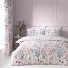 Watercoloured Floral Pink Duvet Cover and Pillowcase Set Pink/White/Green