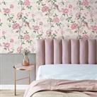 Akina Floral Natural Wallpaper Pink/Green/White
