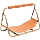 Contemporary Hanging Leather Kindling Holder Brass
