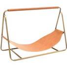 Contemporary Hanging Leather Log Holder Brass