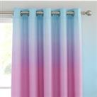 Catherine Lansfield Ombre Rainbow Clouds Eyelet Curtains Pink/Blue