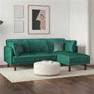 Clair Velvet Sprung Seat Sectional Sofa Green