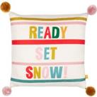 Pompoms Ready Set Snow Cushion Pink/Red/Green