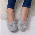 totes Isotoner Terry Ladies Ballet Slippers Grey