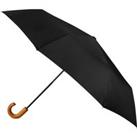 totes Eco Wood Crook Handle Umbrella Black