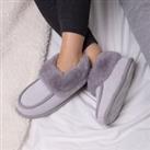 totes Isotoner Real Suede Ladies Slipper Booties Grey
