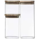Set of 3 Stacking Glass Storage Jars Clear
